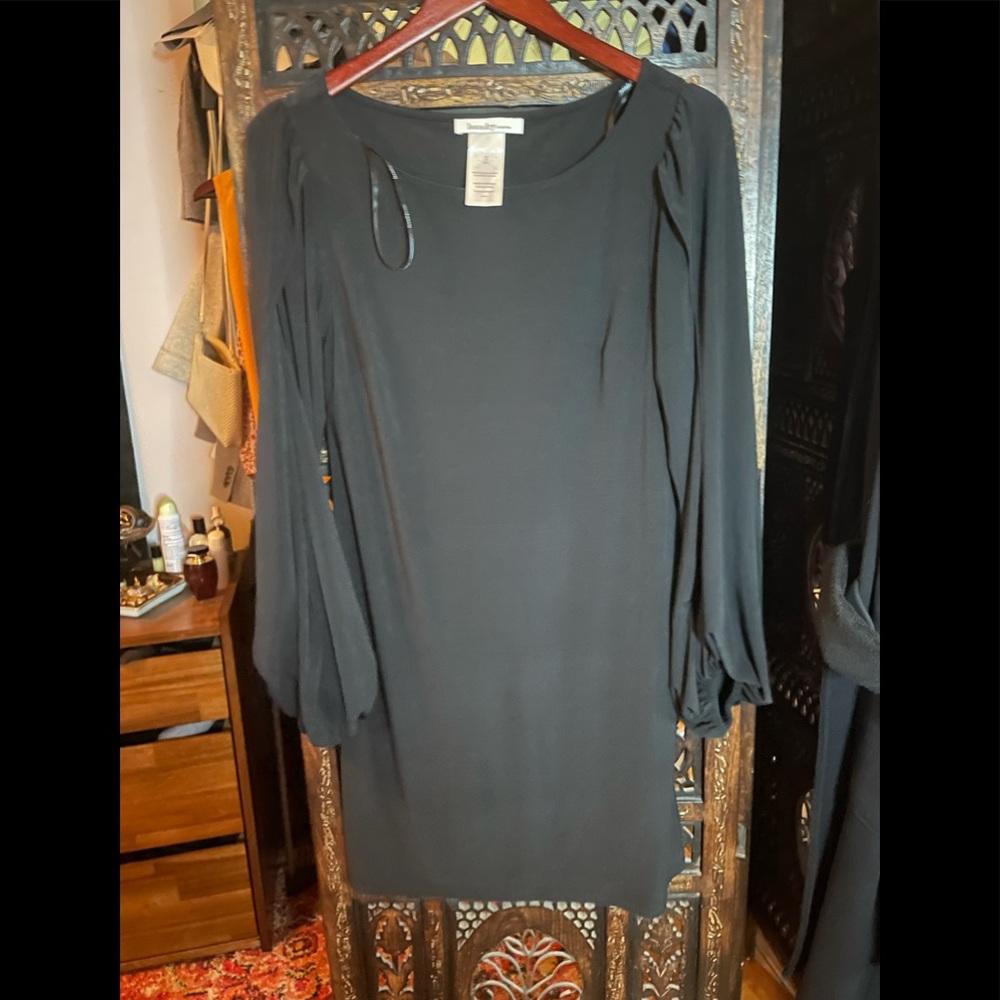 laundry black dress with open sleeve
